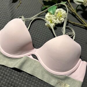 PINK Victoria's Secret Light Pink and Gray Bra